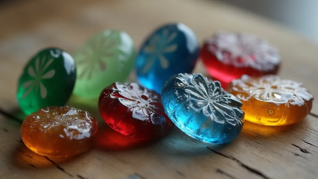 Antique glass buttons showing various colors and floral designs.