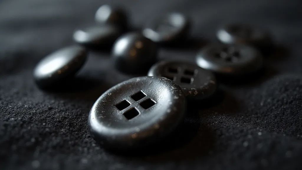 Antique black glass buttons on velvet cloth