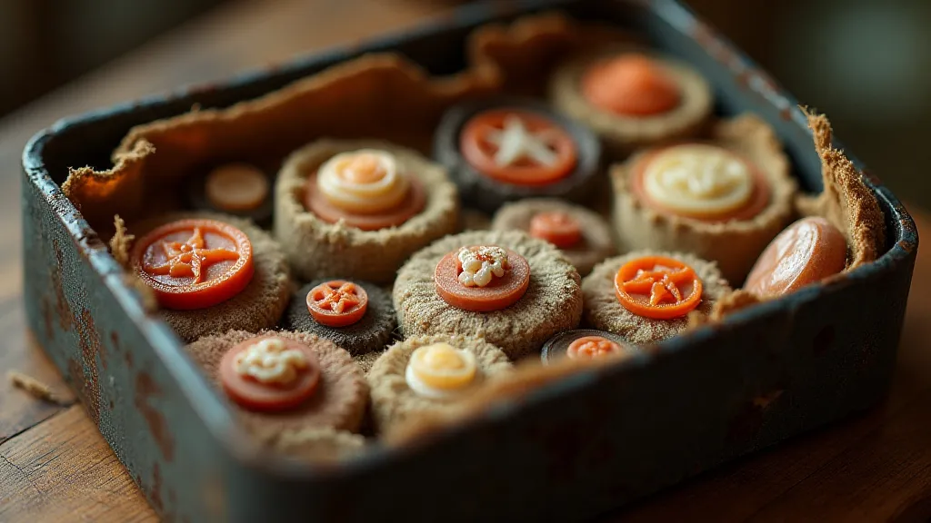 Collection of vintage cameo buttons in a vintage button box