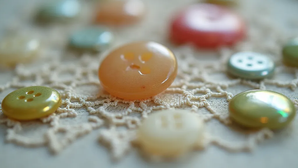 Vintage celluloid buttons on lace