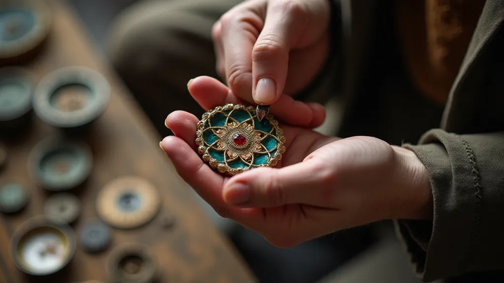 Artisan crafting a cloisonné button