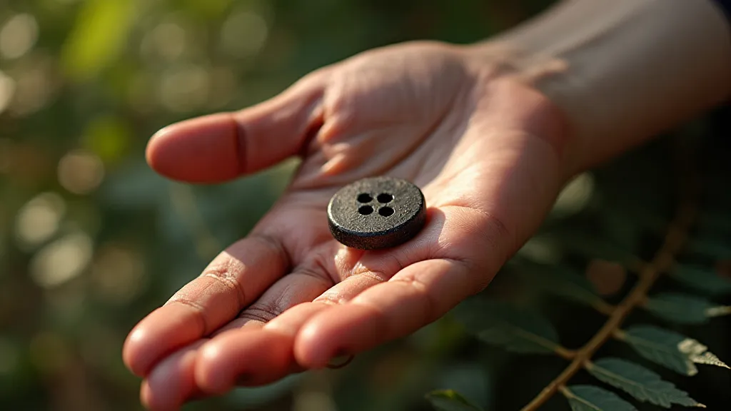 Dyer's Hand Holding a Vegetable-Dyed Button