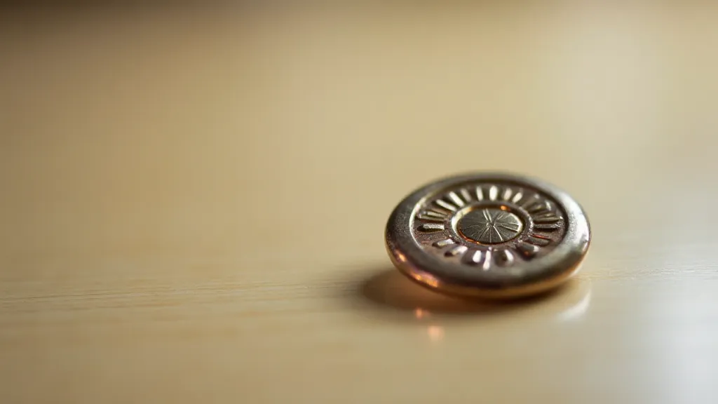 Close-up of an iridescent glass button