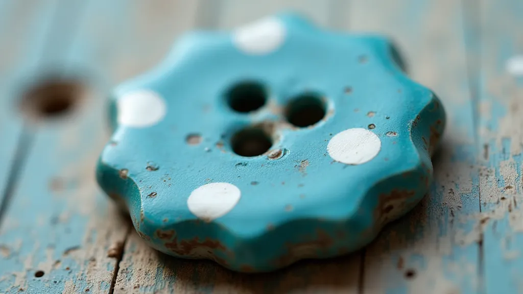 Close-up of a painted glass button