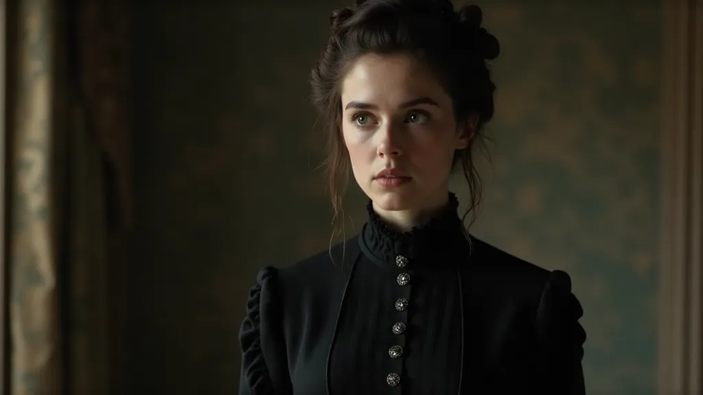Victorian lady in mourning dress