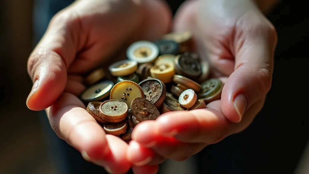 Hand holding vintage buttons