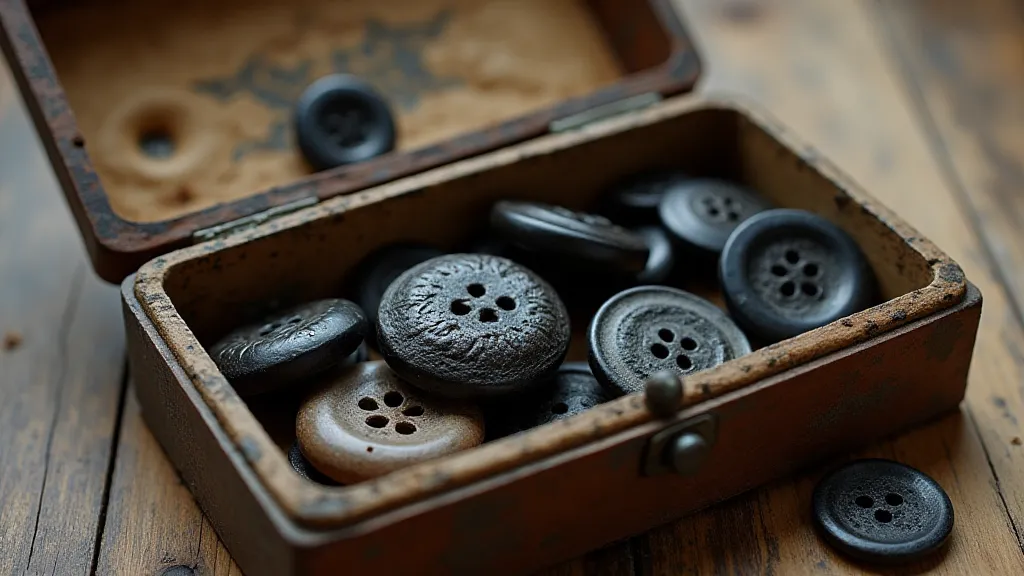Vintage sewing box with black glass buttons